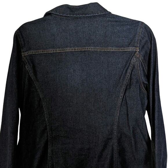 Chico's Dark Wash Denim Shirt Jacket Shacket Cotton Lyocell Blend Size Medium - Picture 5 of 10